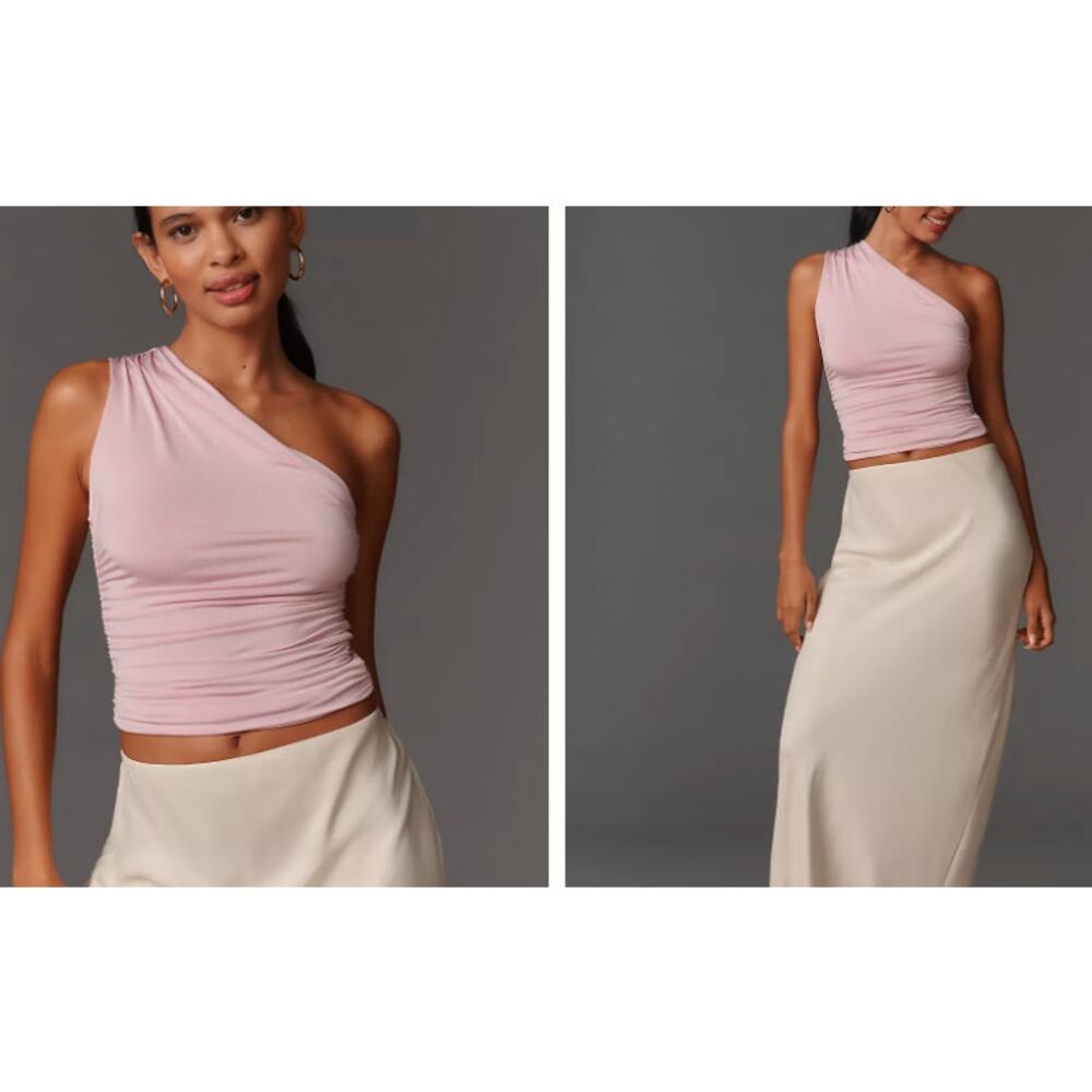 By Anthropologie One-Shoulder Fitted Top Lilac Sz XXS NWT 138